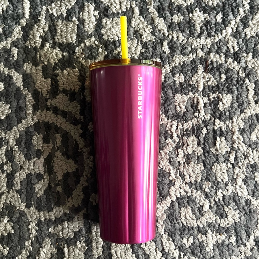 Starbucks 2023 Stainless Steel Petunia Cold Cup Tumbler with Straw (24 oz)